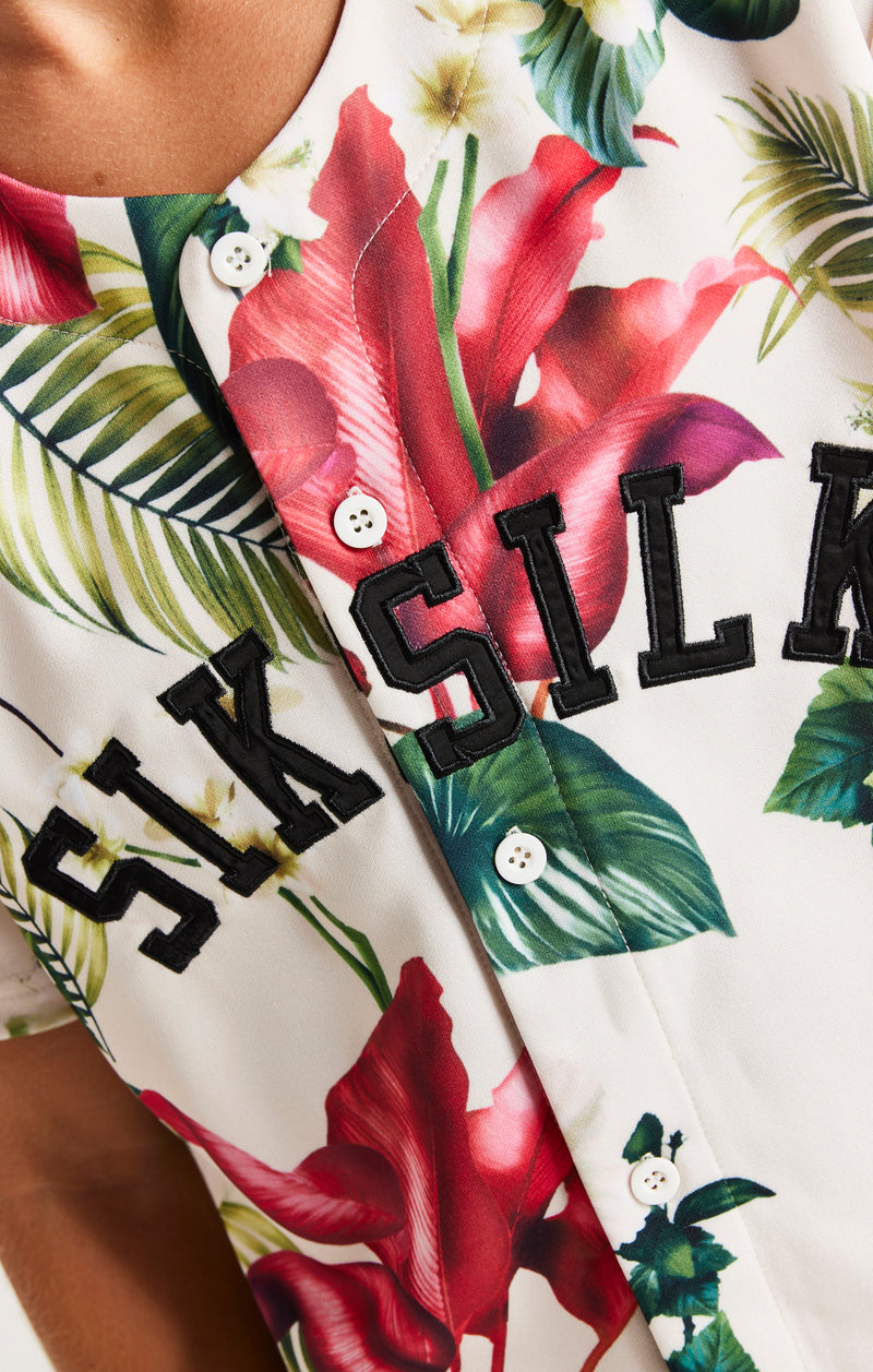 SikSilk Retro Tropics Baseball Jersey - Ecru (1)