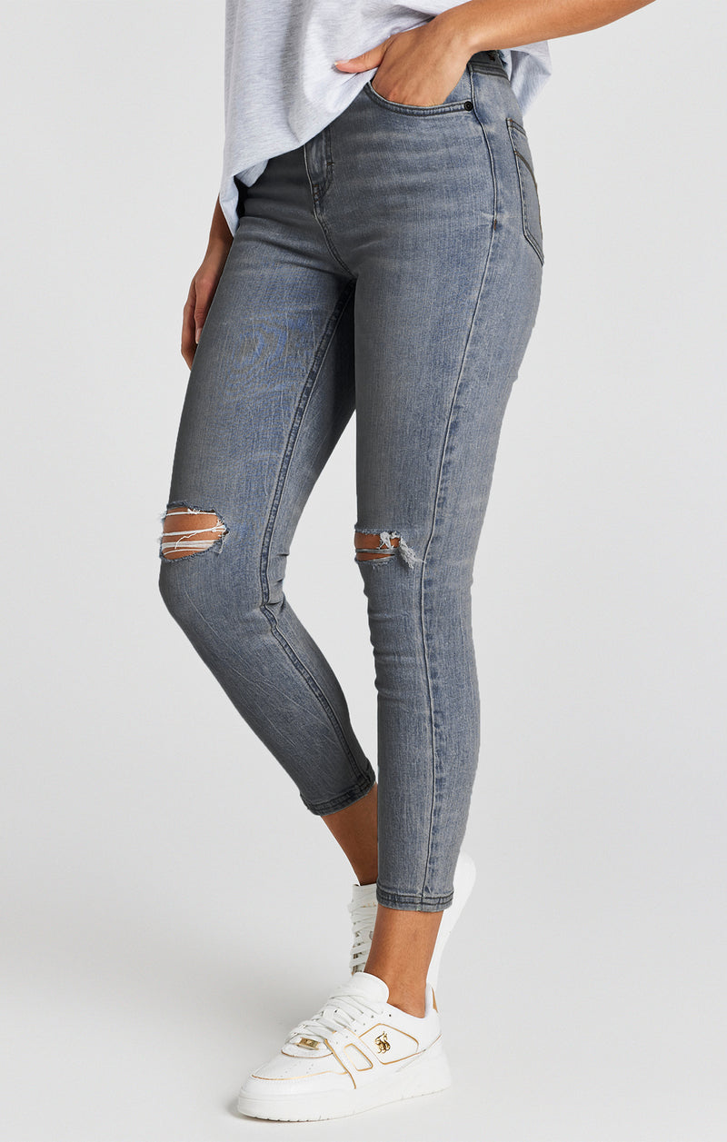 Blue Wash Distressed Denim Jean
