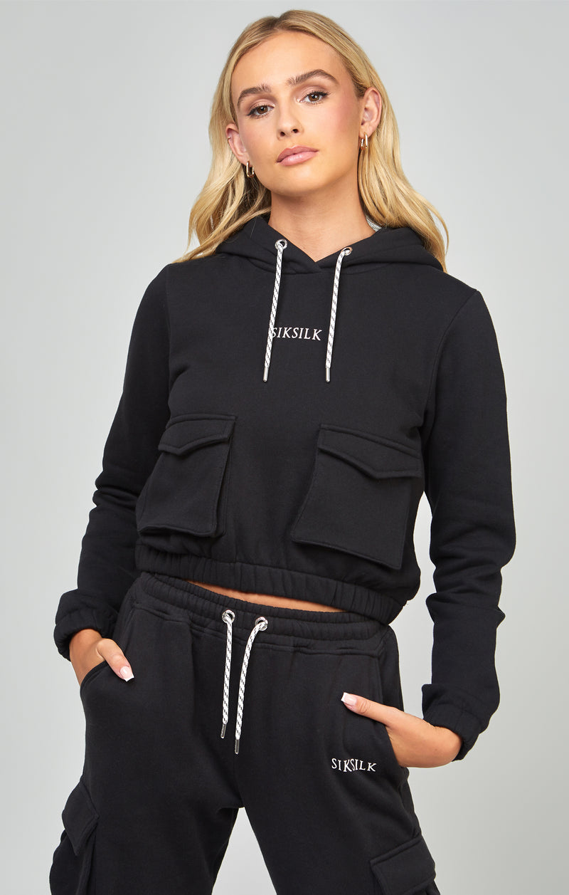 Black Cargo Pocket Hoodie