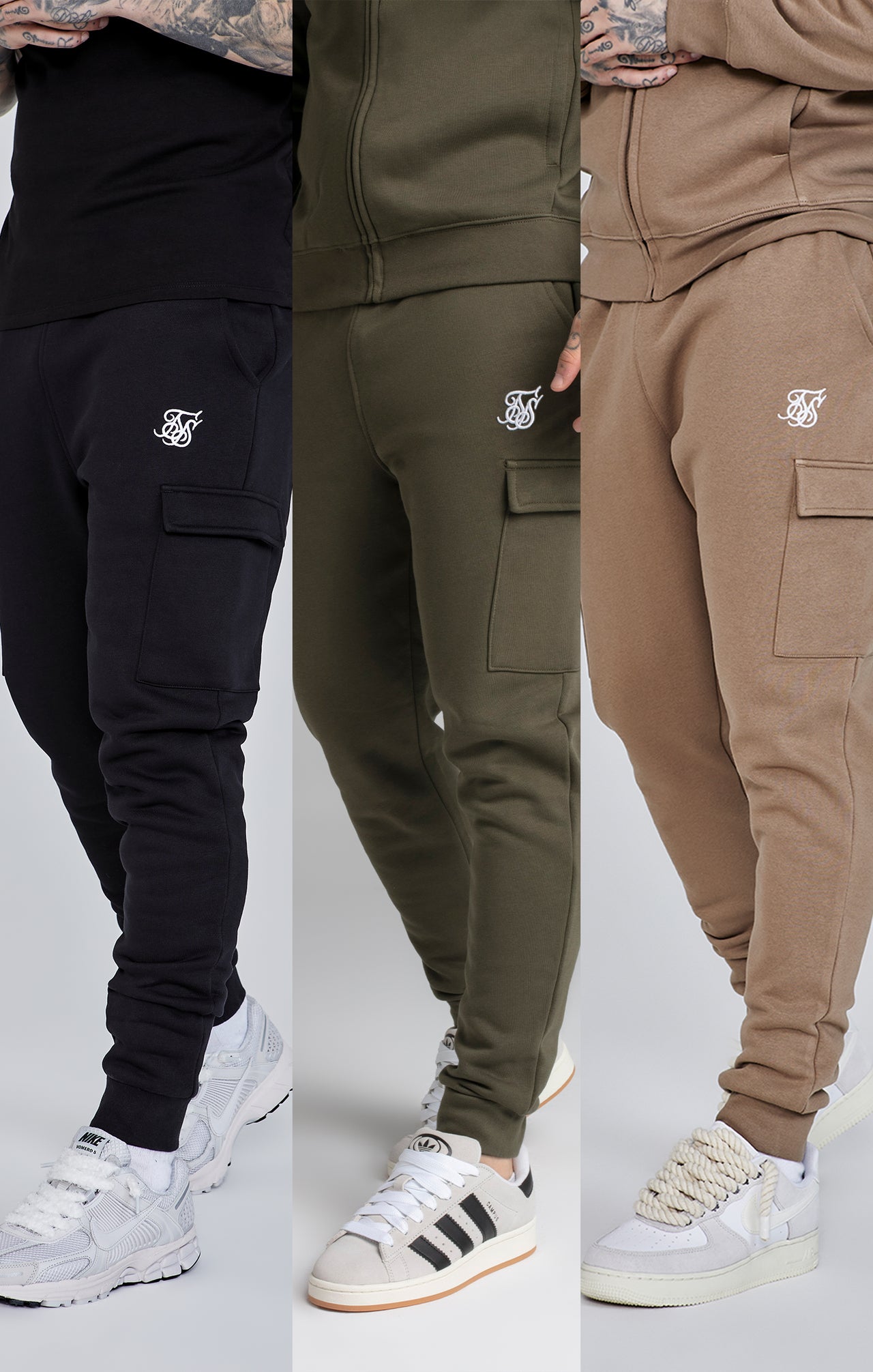 Essentials Cargo Joggers Bundle Khaki/Black/Brown