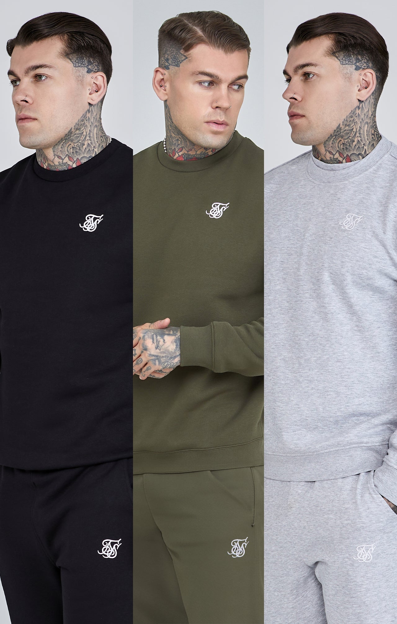 Essentials Sweatshirt Bundle Grey Marl/Khaki/Black