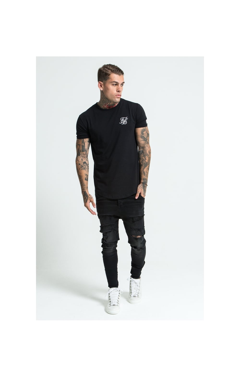 Load image into Gallery viewer, Black Short Sleeve Muscle Fit T-Shirt (1)