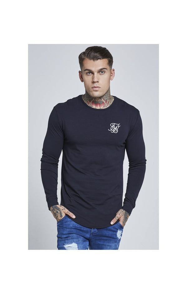 Navy Long Sleeve Muscle Fit T-Shirt