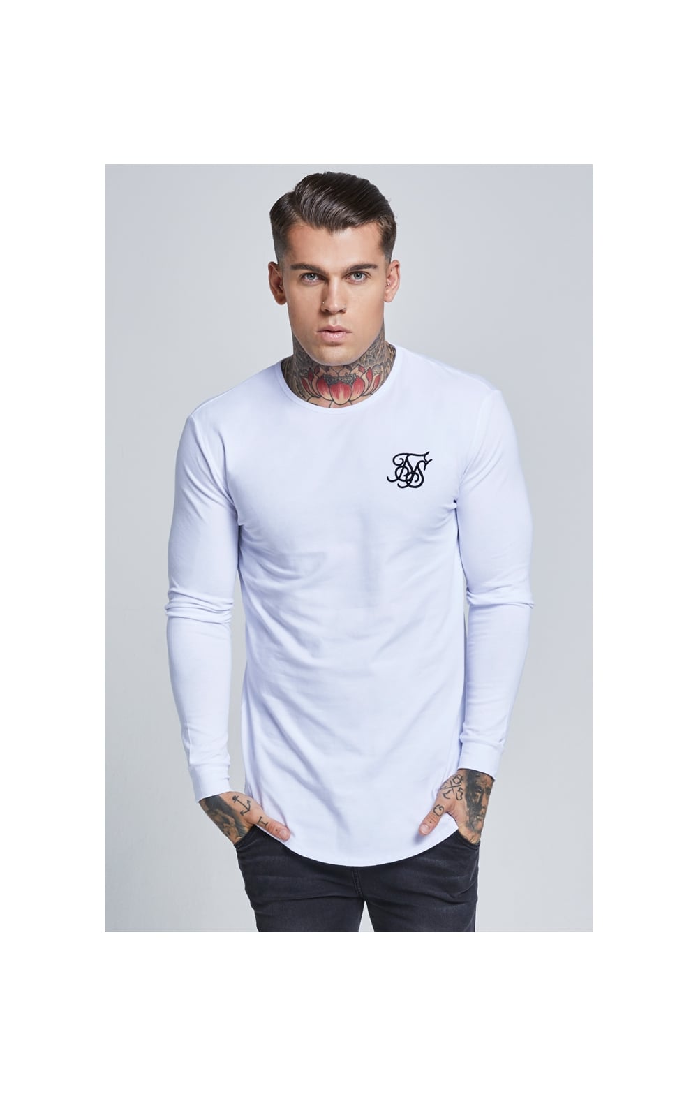 Load image into Gallery viewer, White Long Sleeve Muscle Fit T-Shirt