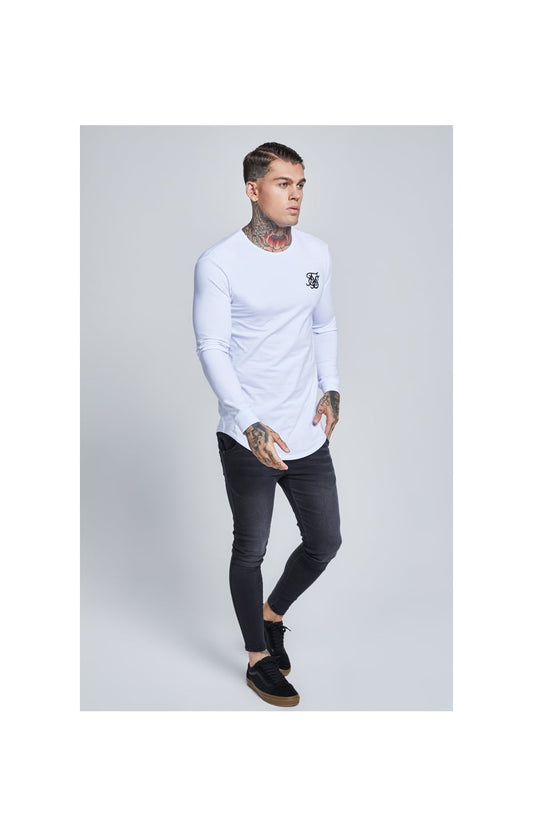 White Long Sleeve Muscle Fit T-Shirt