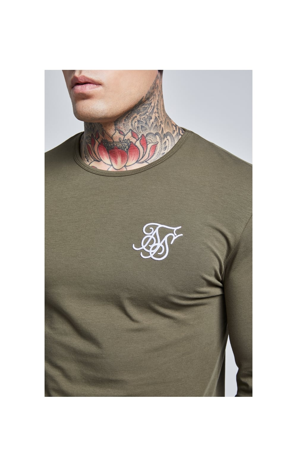 Khaki Long Sleeve Muscle Fit T-Shirt (1)