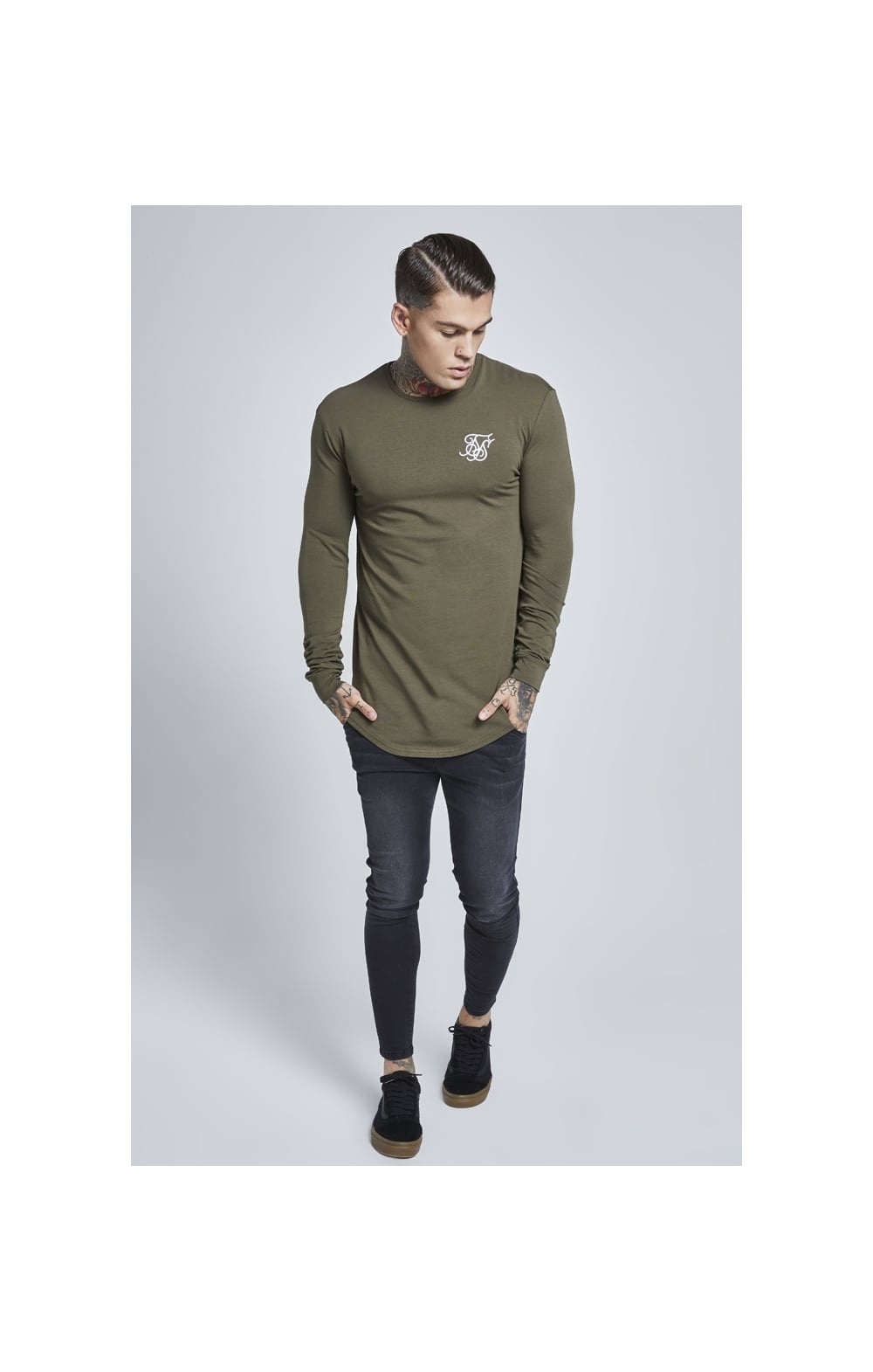 Khaki Long Sleeve Muscle Fit T-Shirt (2)
