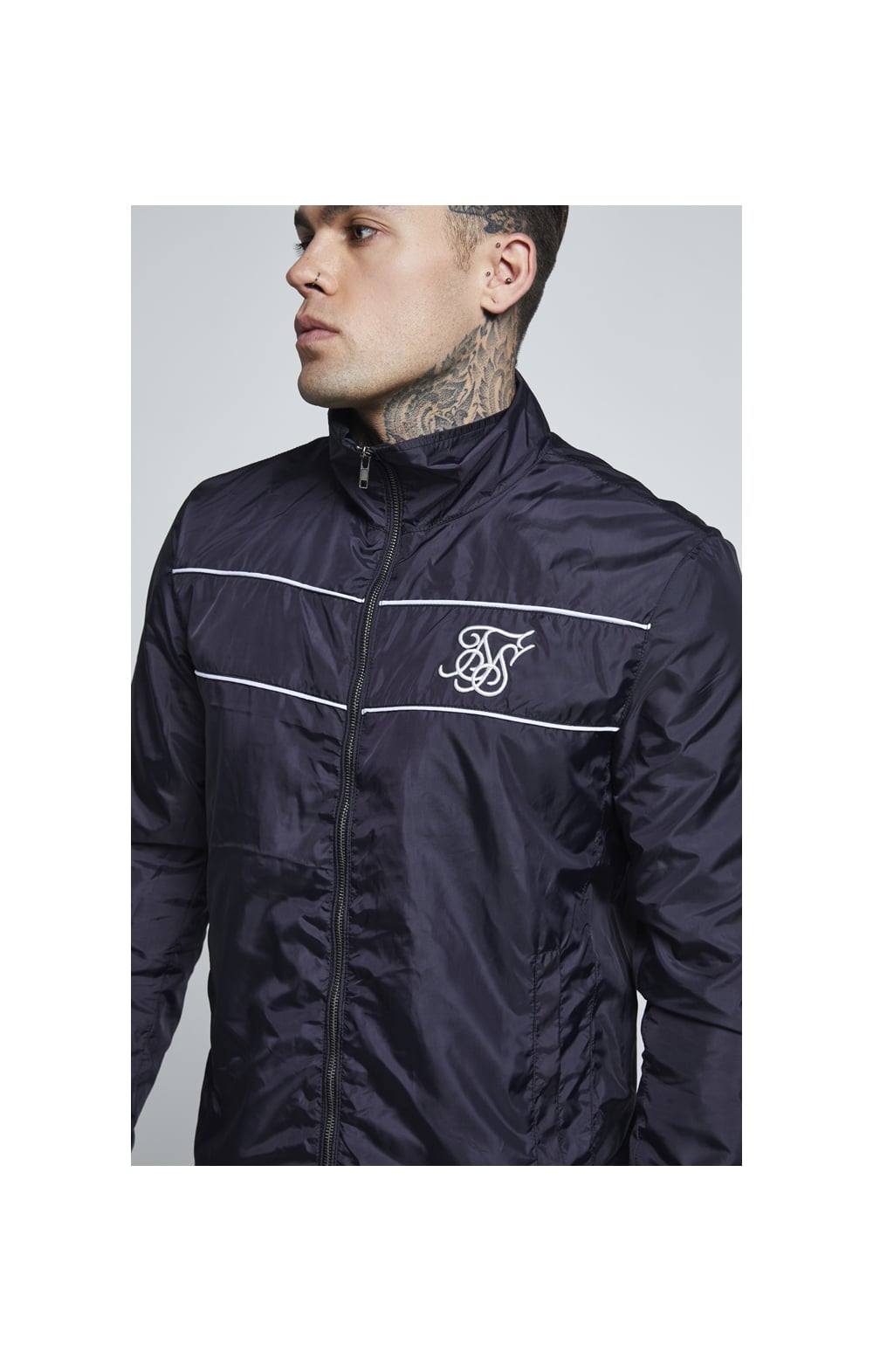 SikSilk Surge Zip Through Windbreaker - Navy