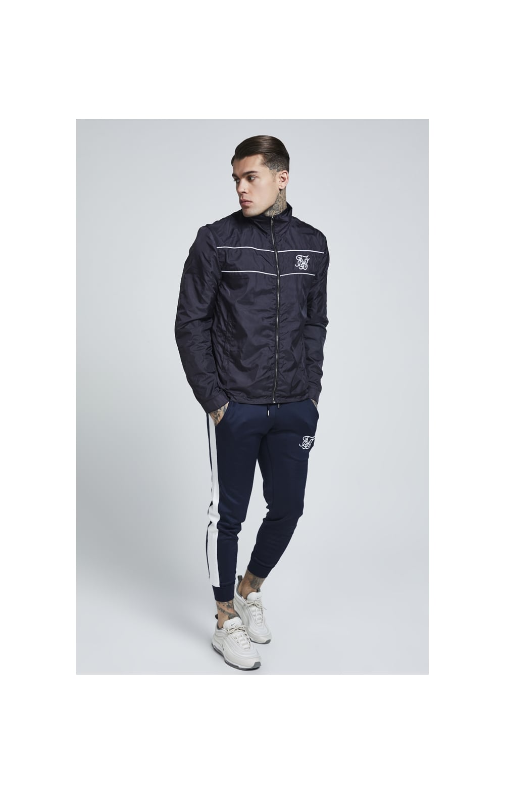 SikSilk Surge Zip Through Windbreaker - Navy (2)