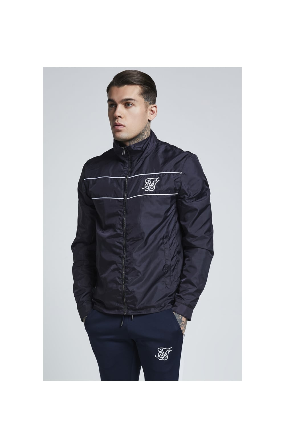 SikSilk Surge Zip Through Windbreaker - Navy (1)