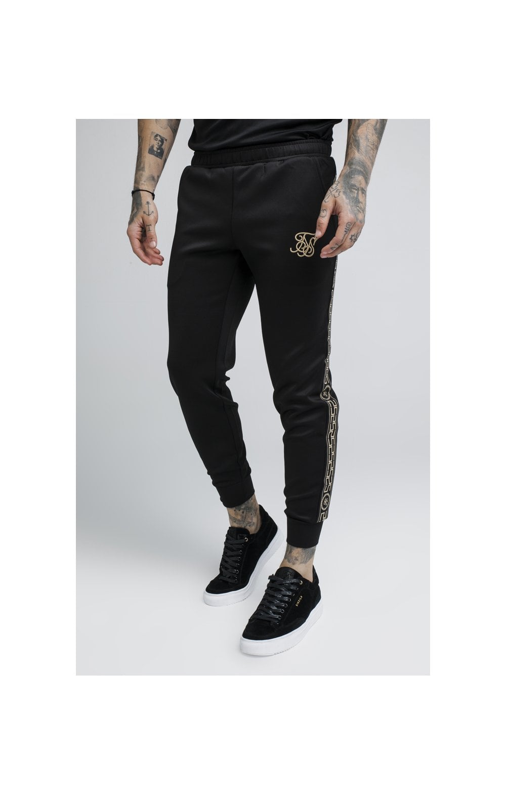 Load image into Gallery viewer, SikSilk Cartel Cropped Cuffed Track Pants - Black