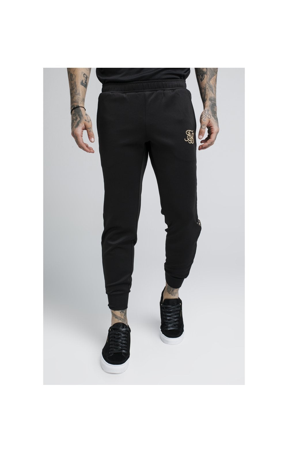 Load image into Gallery viewer, SikSilk Cartel Cropped Cuffed Track Pants - Black (1)