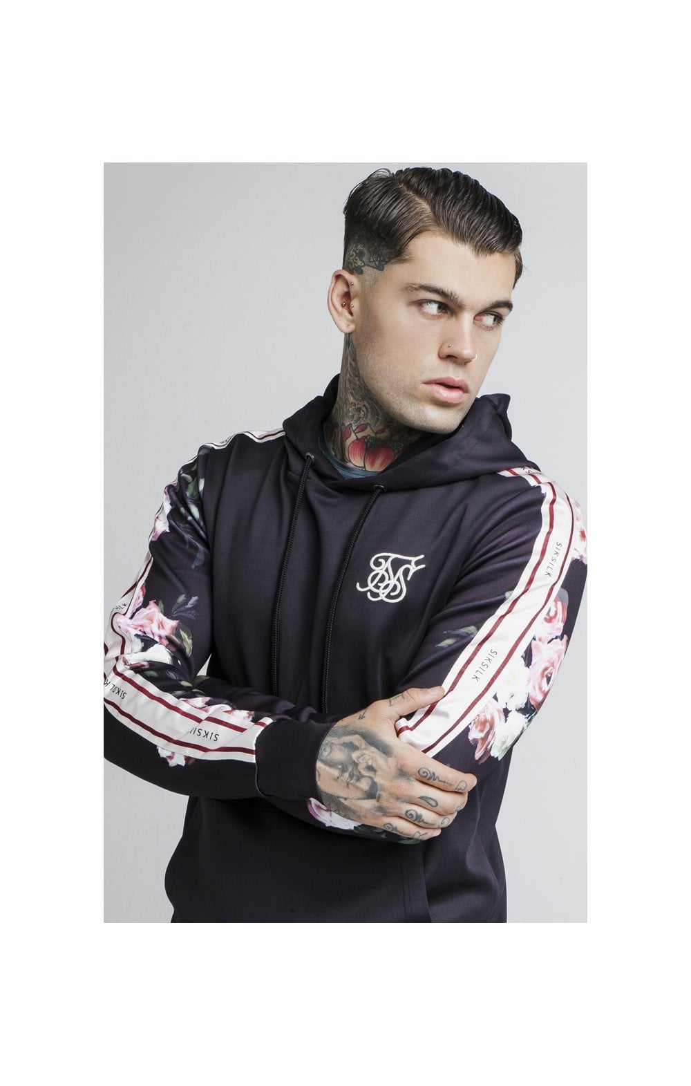 SikSilk Oil Paint PolyTricot Overhead Hoodie - Black