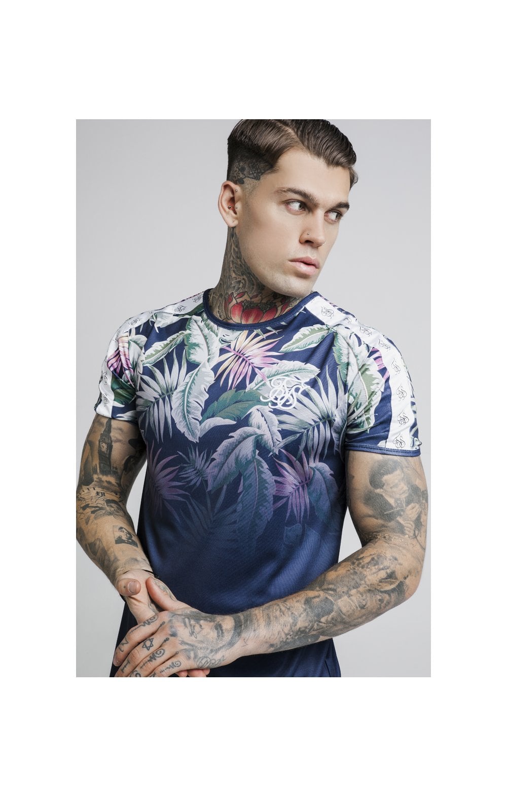 SikSilk S/S Jeremy Vine Taped Gym Tee – Navy