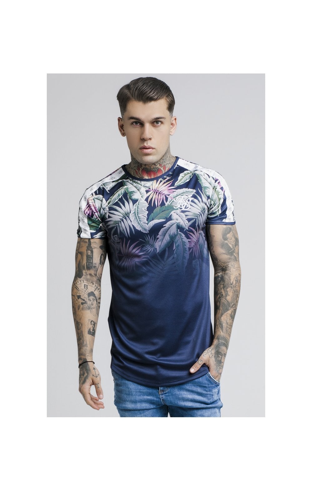 SikSilk S/S Jeremy Vine Taped Gym Tee – Navy (2)