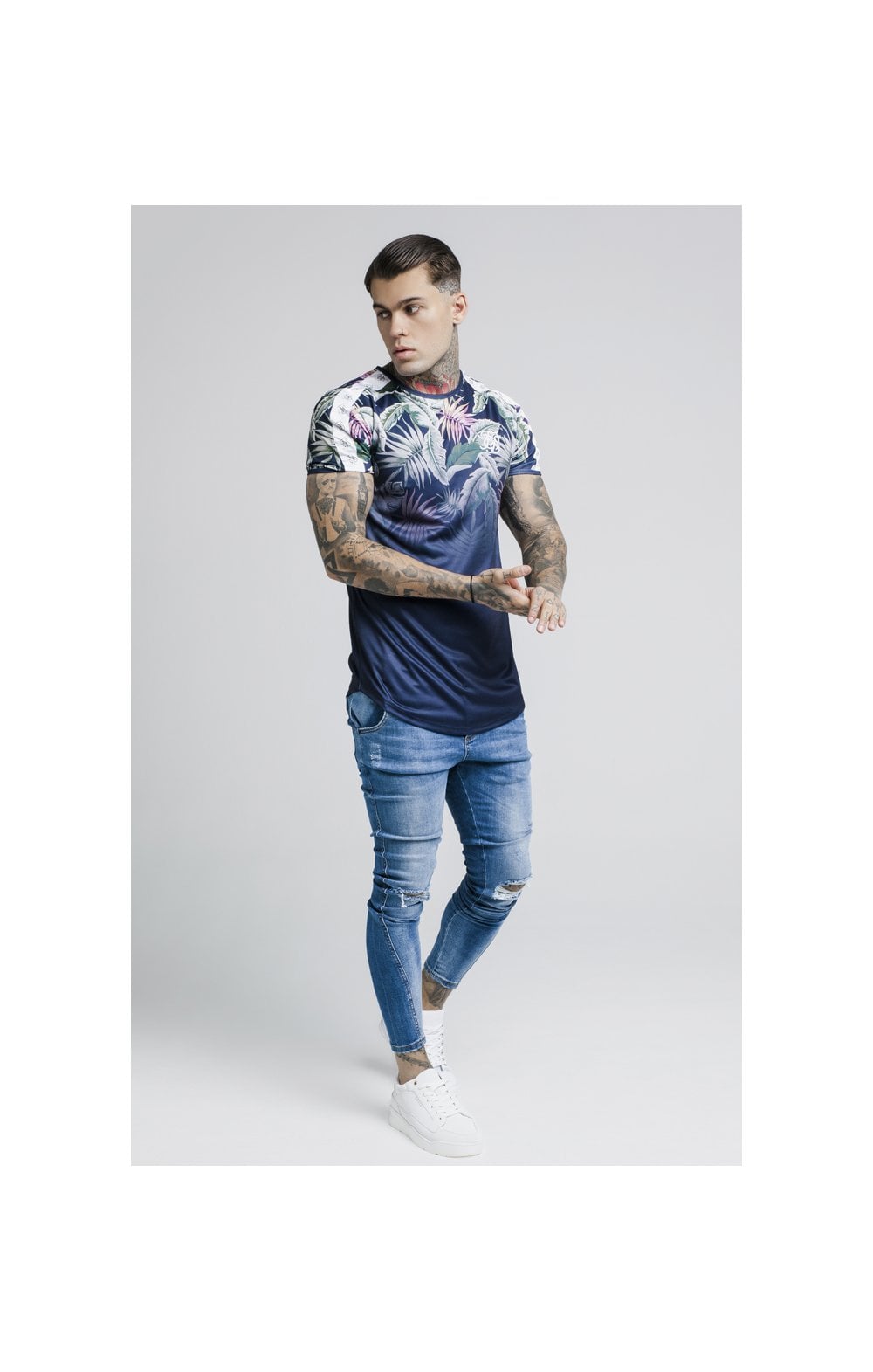 SikSilk S/S Jeremy Vine Taped Gym Tee – Navy (3)