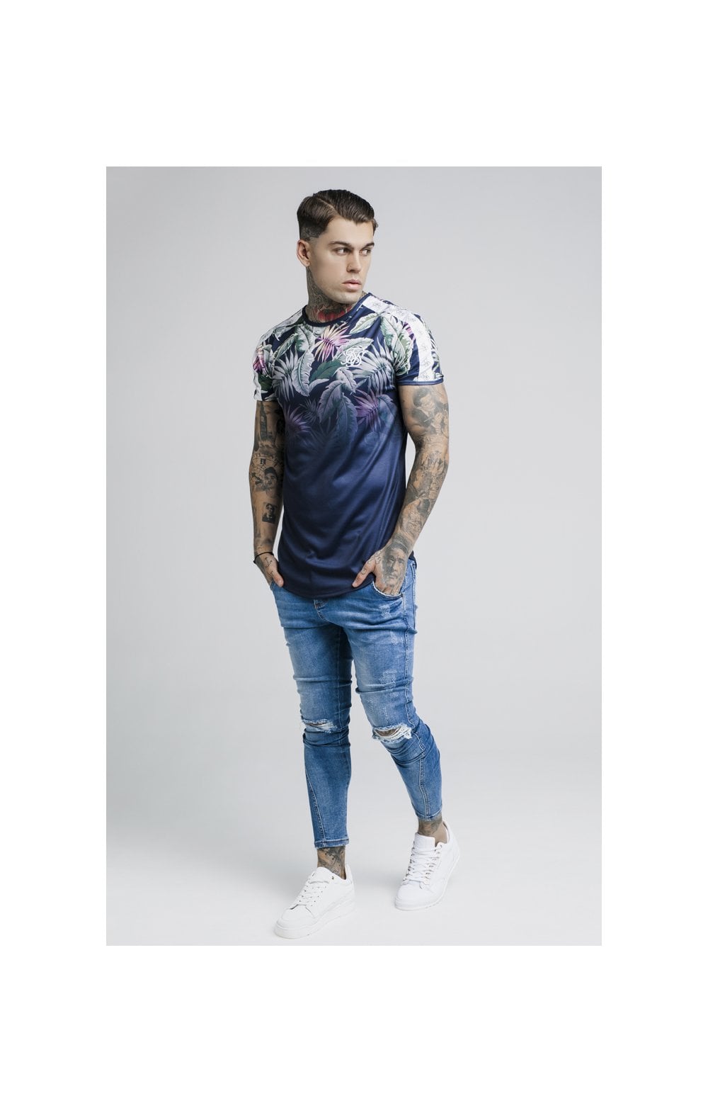 SikSilk S/S Jeremy Vine Taped Gym Tee – Navy (4)