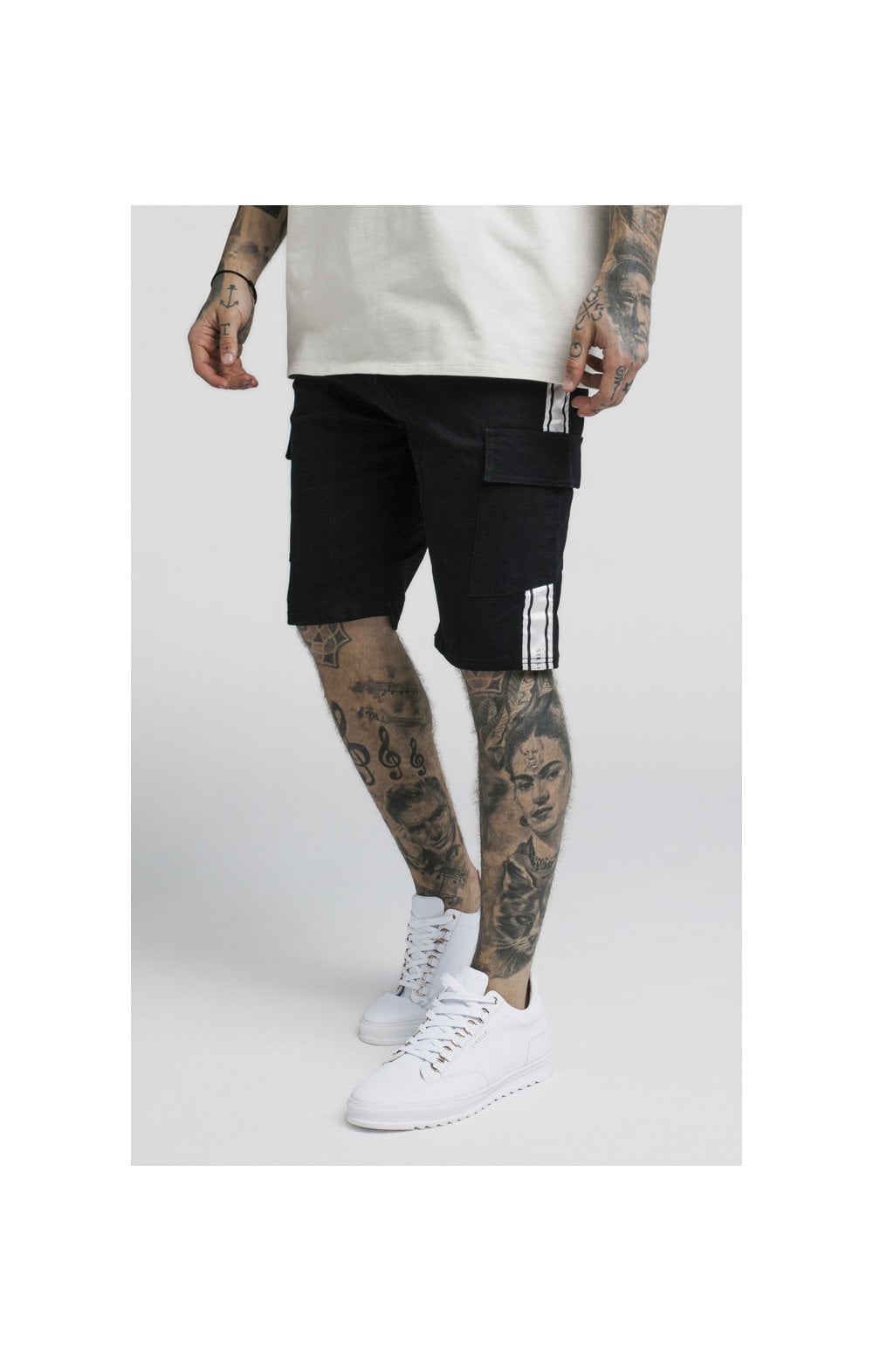 SikSilk Taped Cargo Shorts - Black