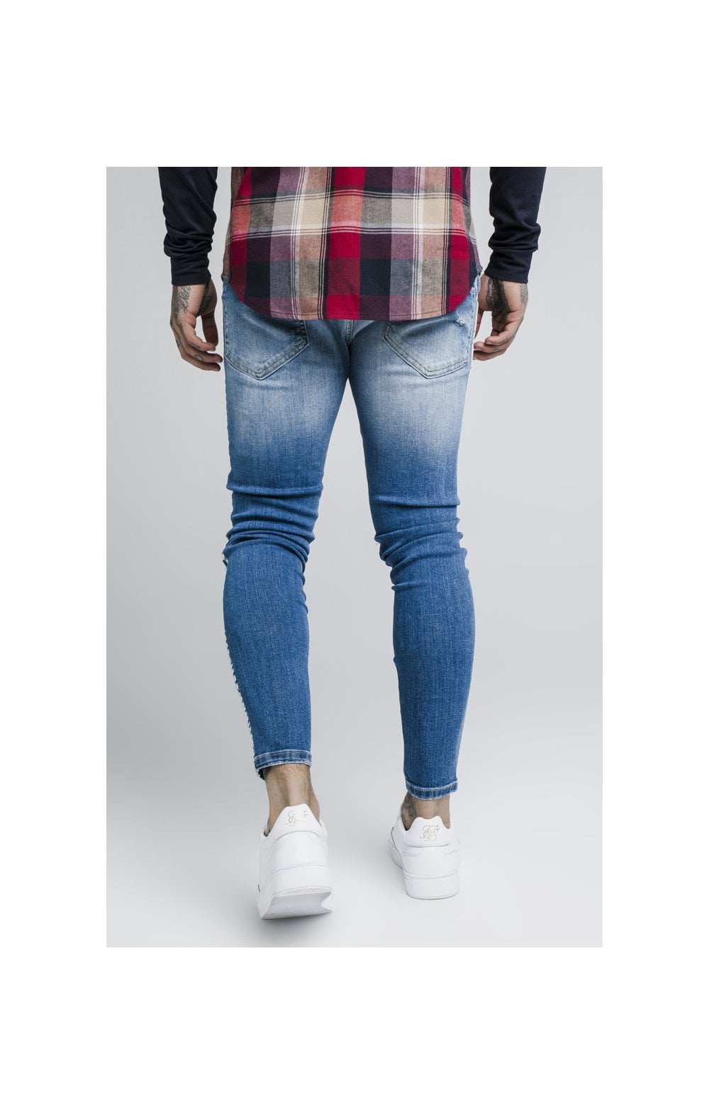 SikSilk Knee Burst Paint Stripe Denims - Midstone (3)