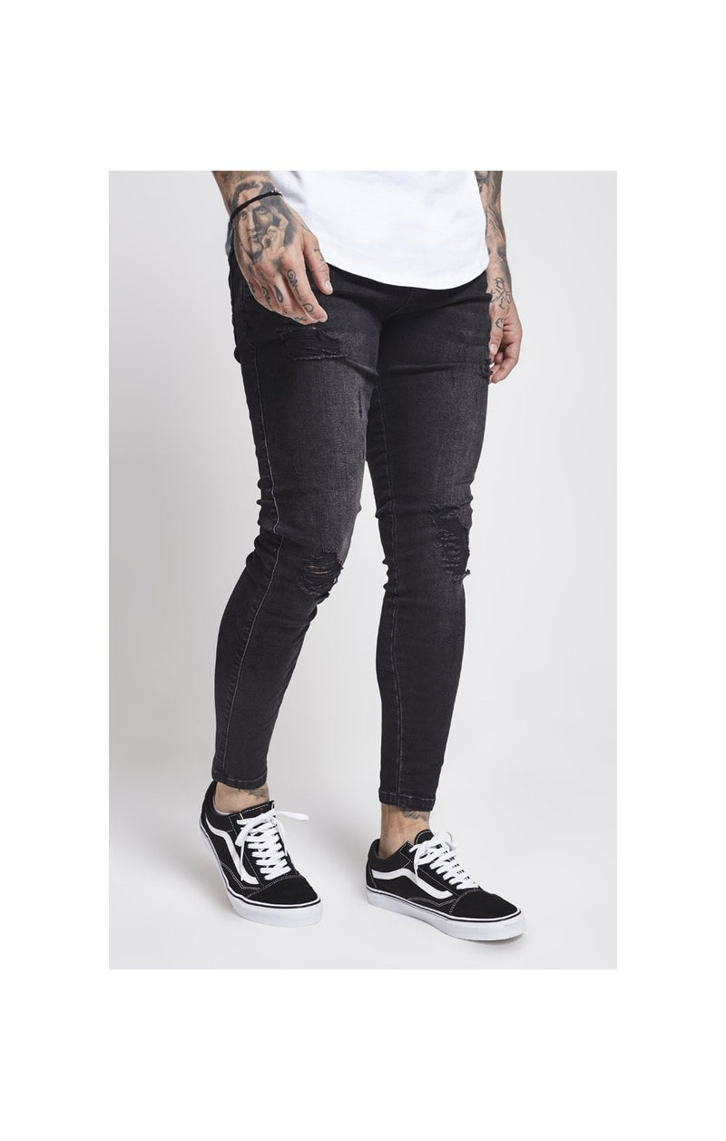 Black Washed Distressed Skinny Denim (1)