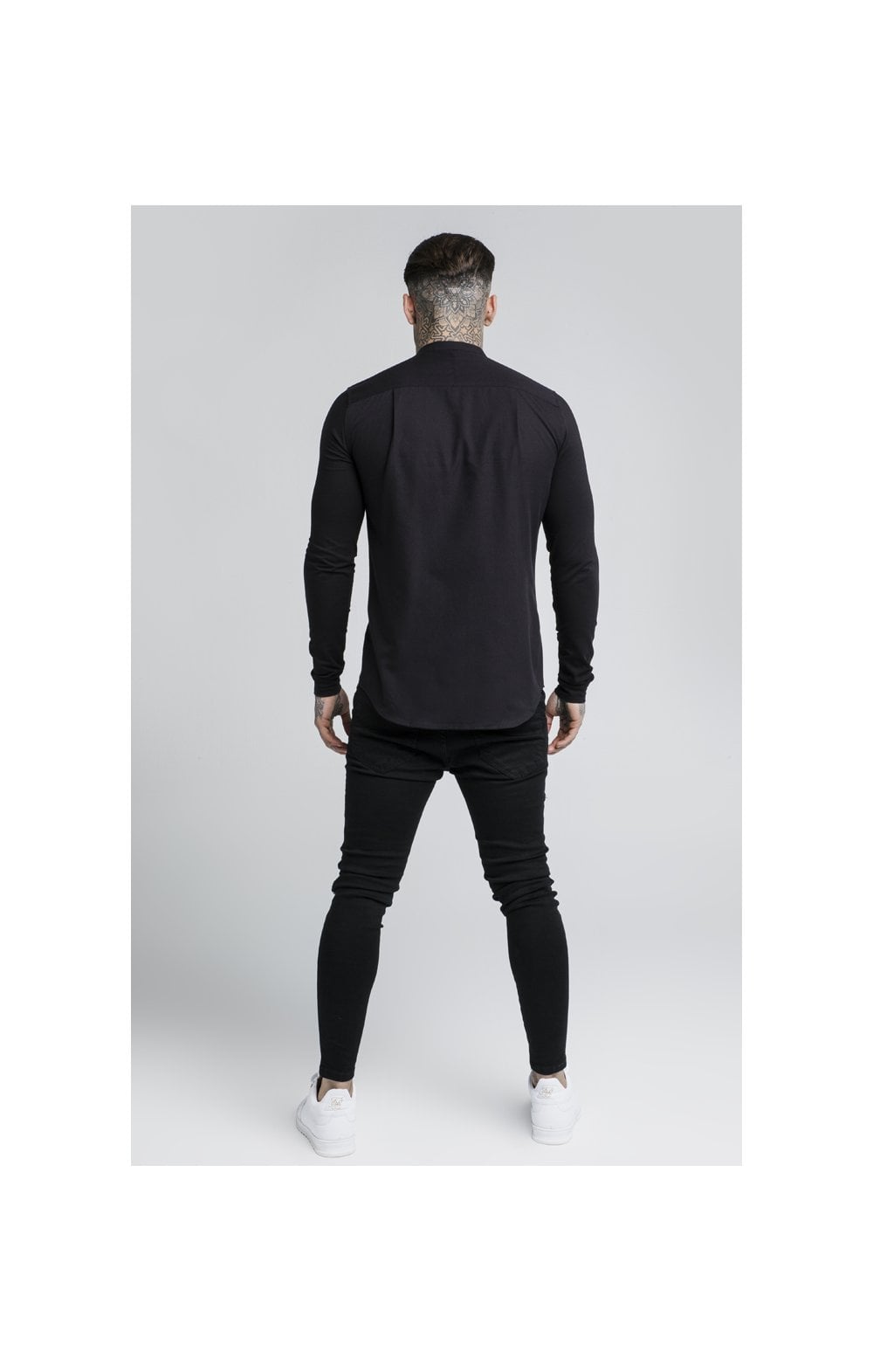 SikSilk L/S Grandad Shirt – Black (5)