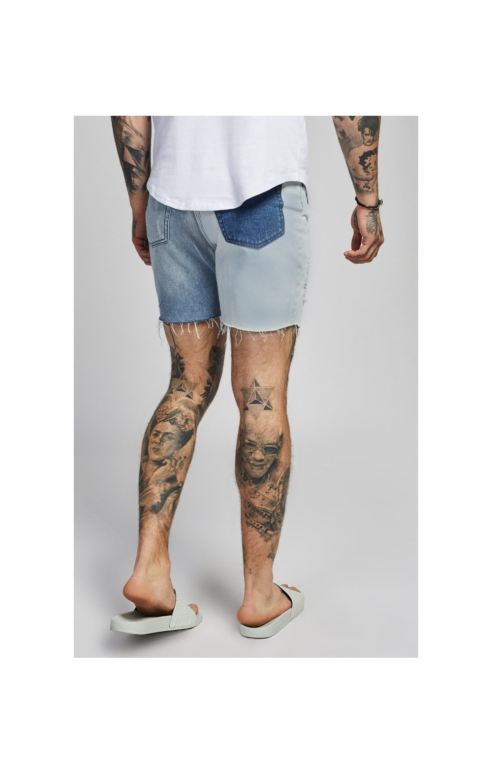 SikSilk Relaxed Fit Denim Shorts - Blue & White (1)