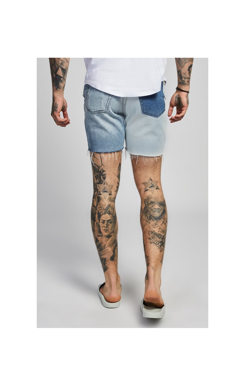 SikSilk Relaxed Fit Denim Shorts - Blue & White (2)