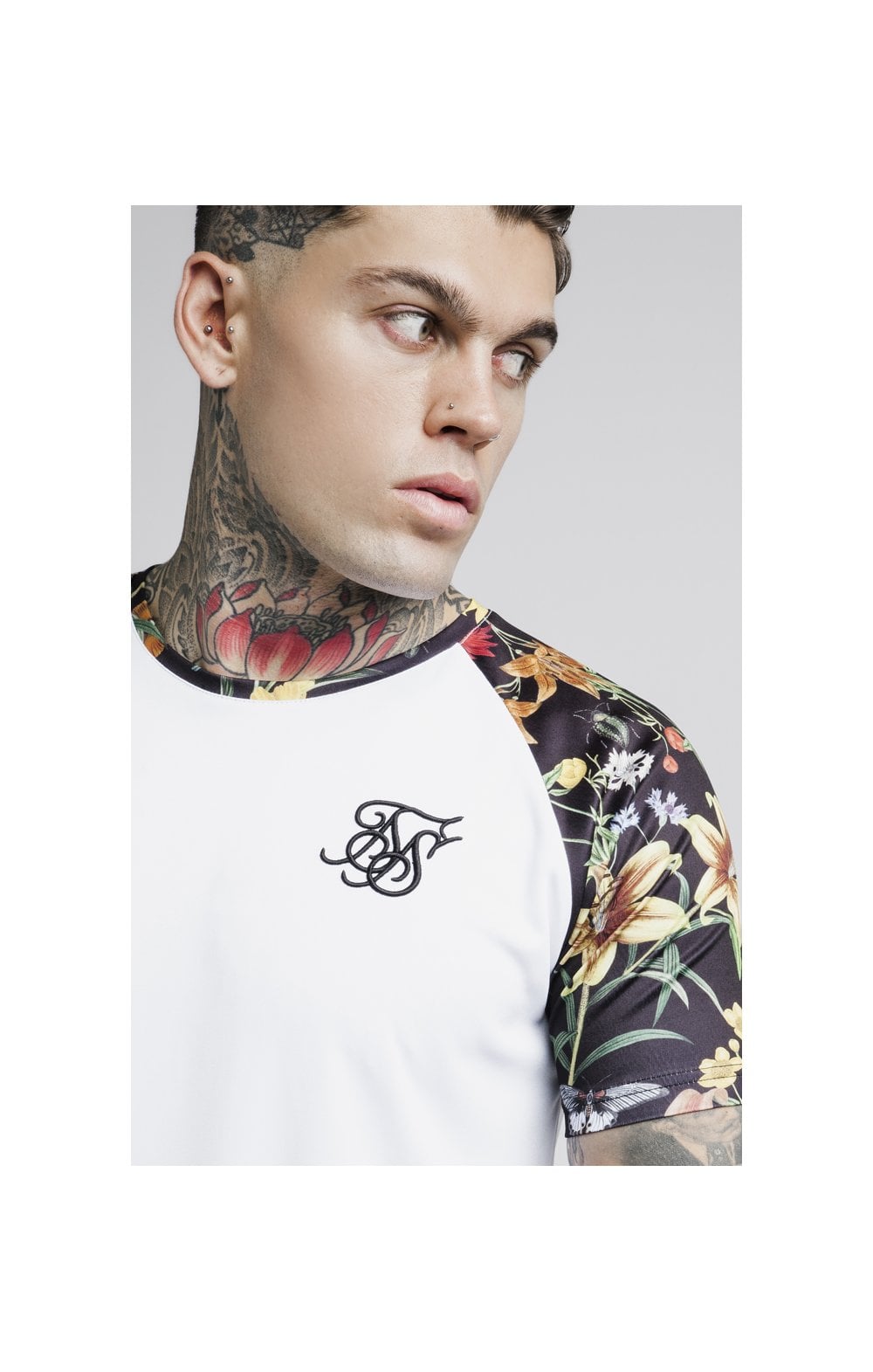 SikSilk Secret Garden Raglan Curved Hem Tee – White (1)