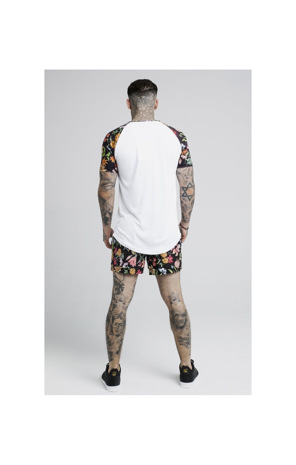 SikSilk Secret Garden Raglan Curved Hem Tee – White (3)