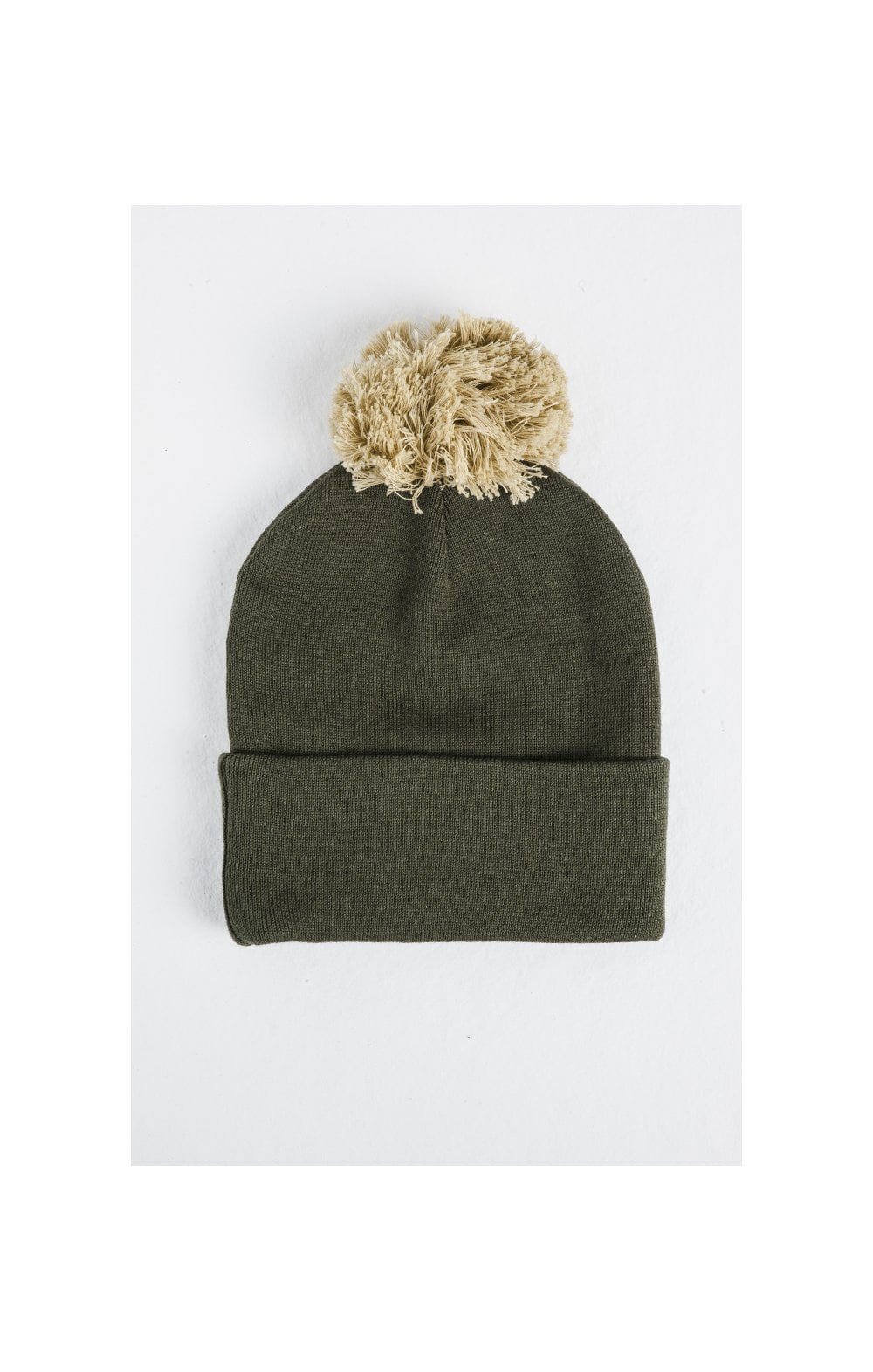 SikSilk Cuff Knit Bobble Hat – Khaki (1)