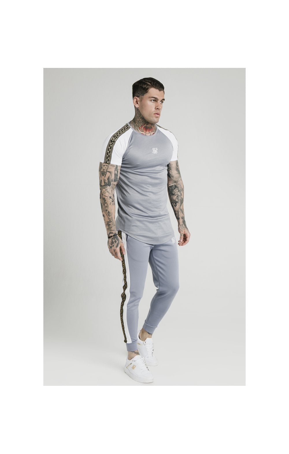 SikSilk S/S Taped Contrast Tee – Grey (1)