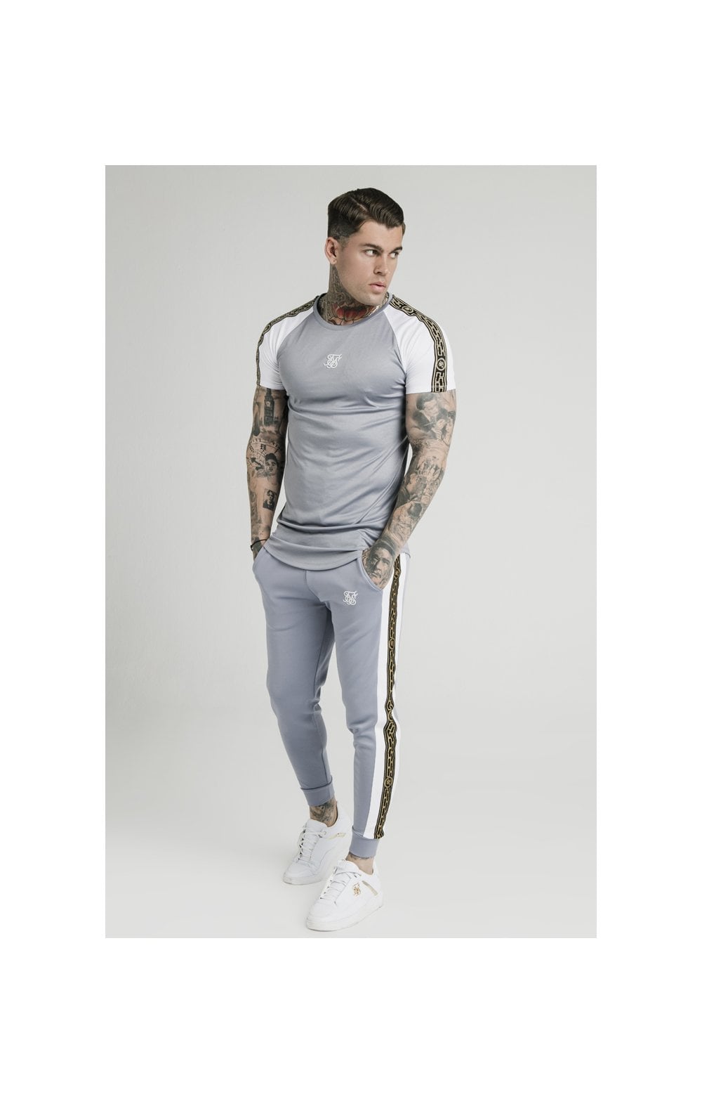 SikSilk S/S Taped Contrast Tee – Grey (2)