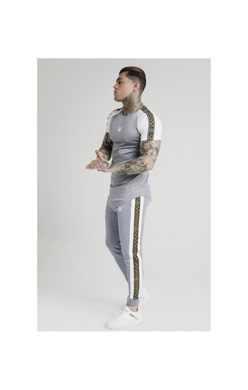 SikSilk S/S Taped Contrast Tee – Grey (3)