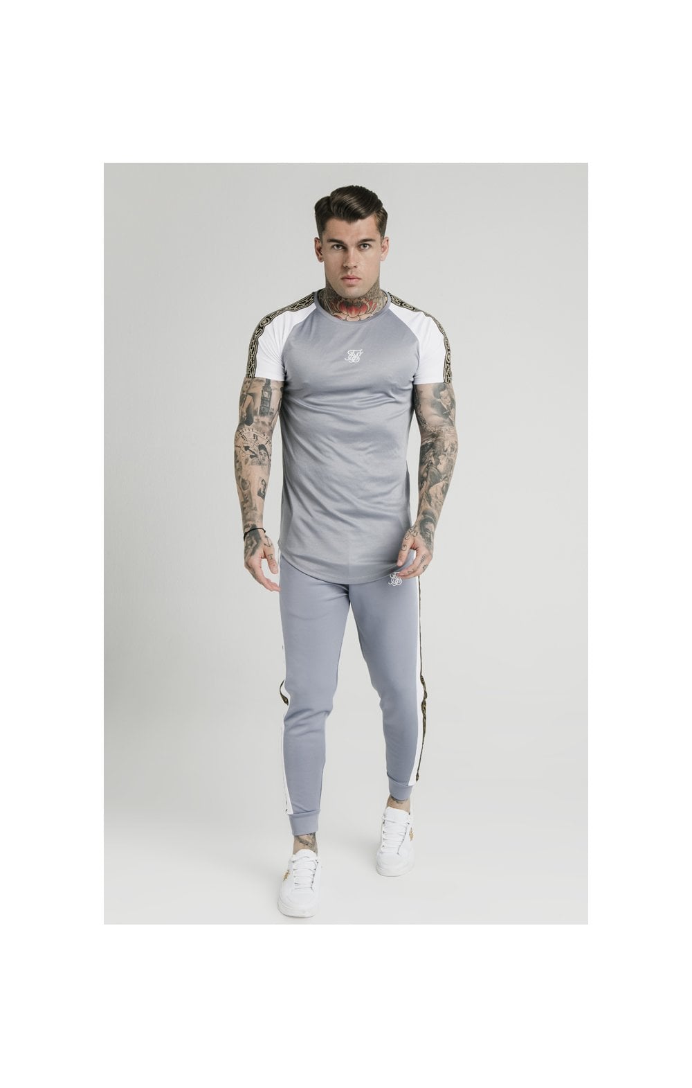 SikSilk S/S Taped Contrast Tee – Grey (4)