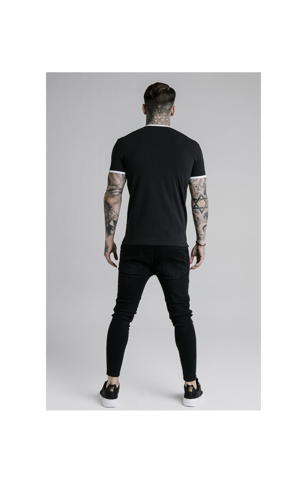 SikSilk Straight Hem Ringer Tee – Black & White (4)