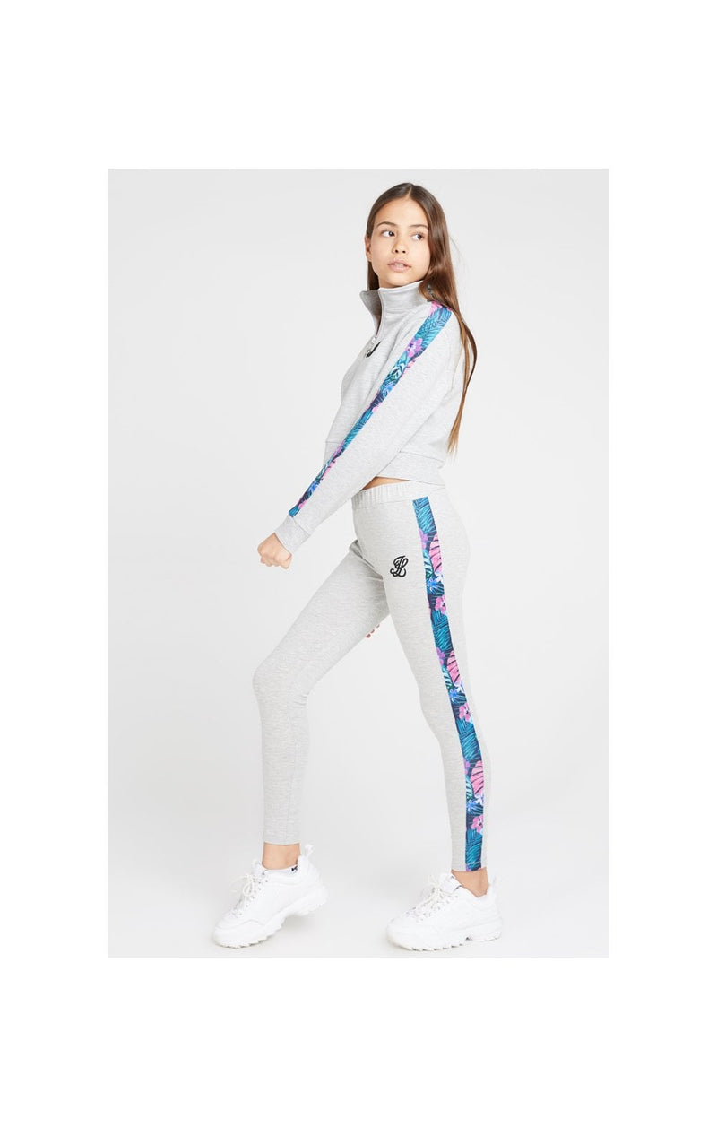 Illusive London Panelled Leggings - Grey Marl & Tropical