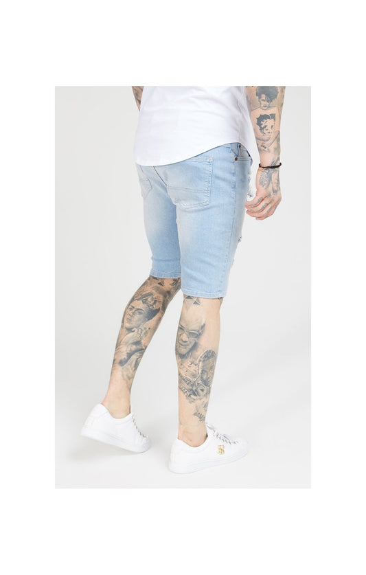 SikSilk Distressed Skinny Shorts – Light Wash