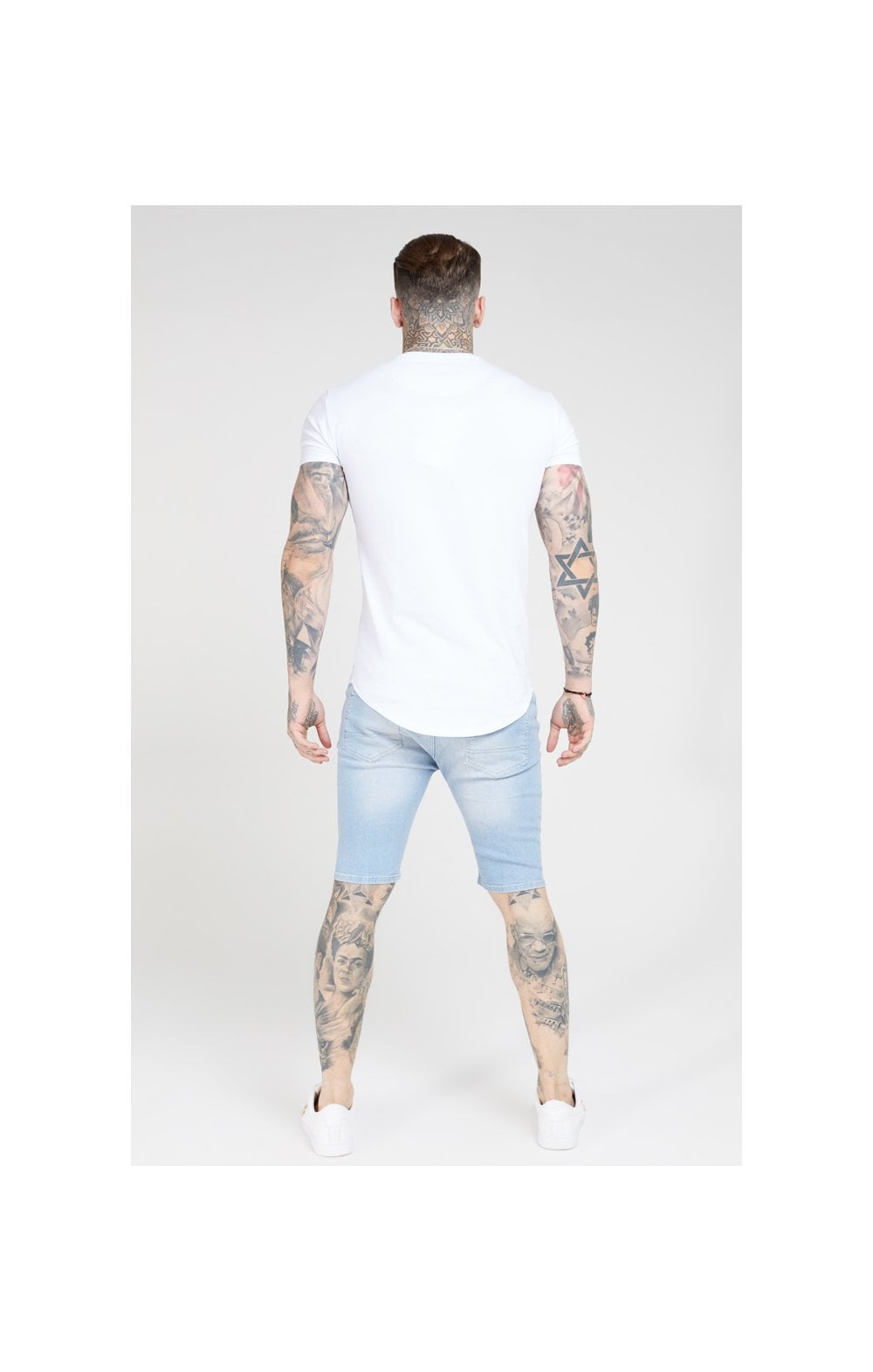 Load image into Gallery viewer, SikSilk Distressed Skinny Shorts – Light Wash (3)