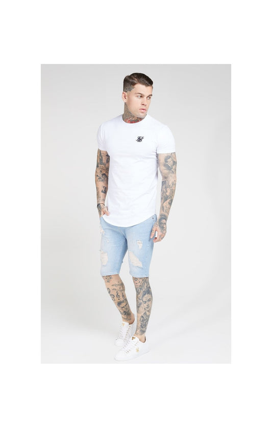 SikSilk Distressed Skinny Shorts – Light Wash