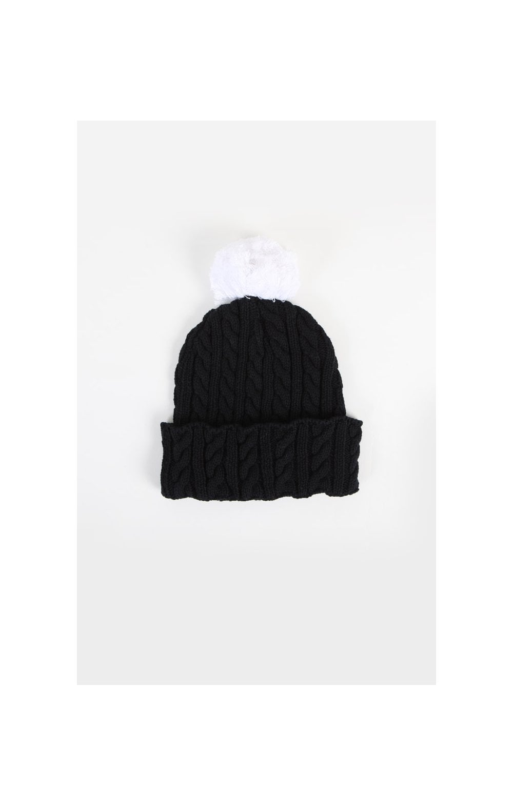 Load image into Gallery viewer, SikSilk Cable Bobble Hat - Black &amp; White (1)