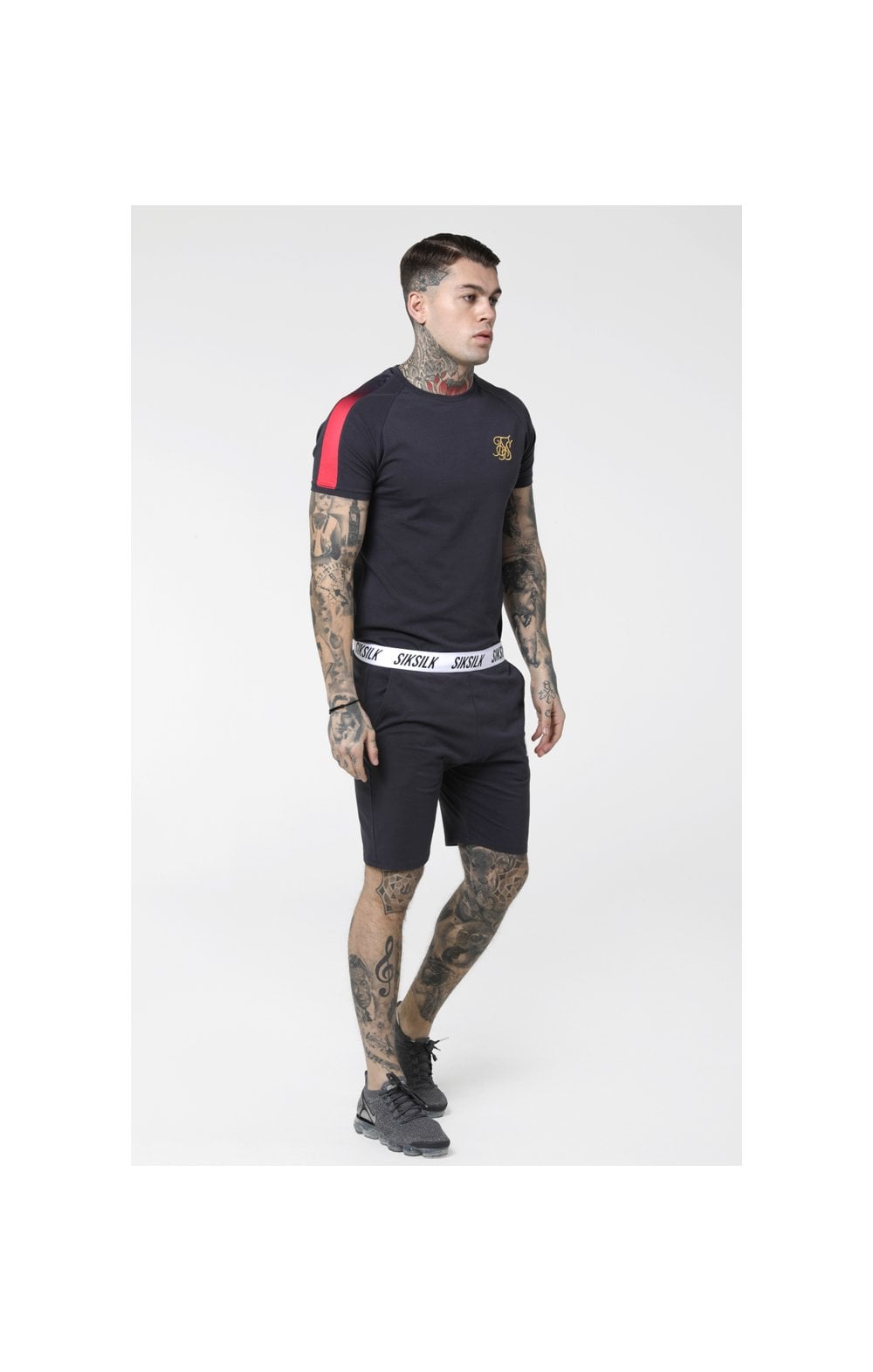 SikSilk Fade Panel Tee - Grey (3)