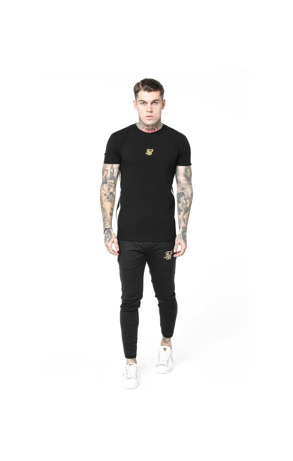 SikSilk S/S Side Tape Tee - Black & Gold (2)