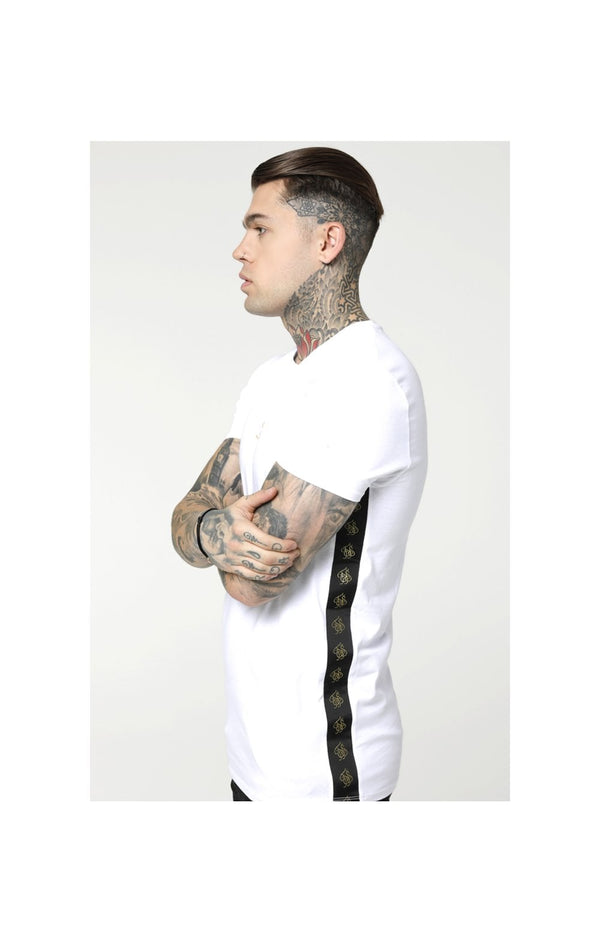 SikSilk S/S Side Tape Tee – White & Gold