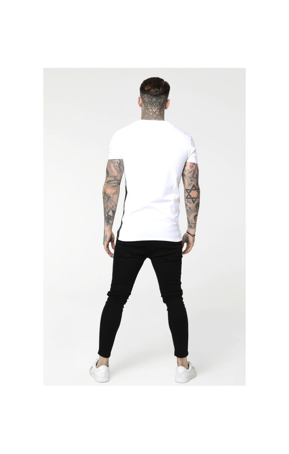 SikSilk S/S Side Tape Tee – White & Gold (4)