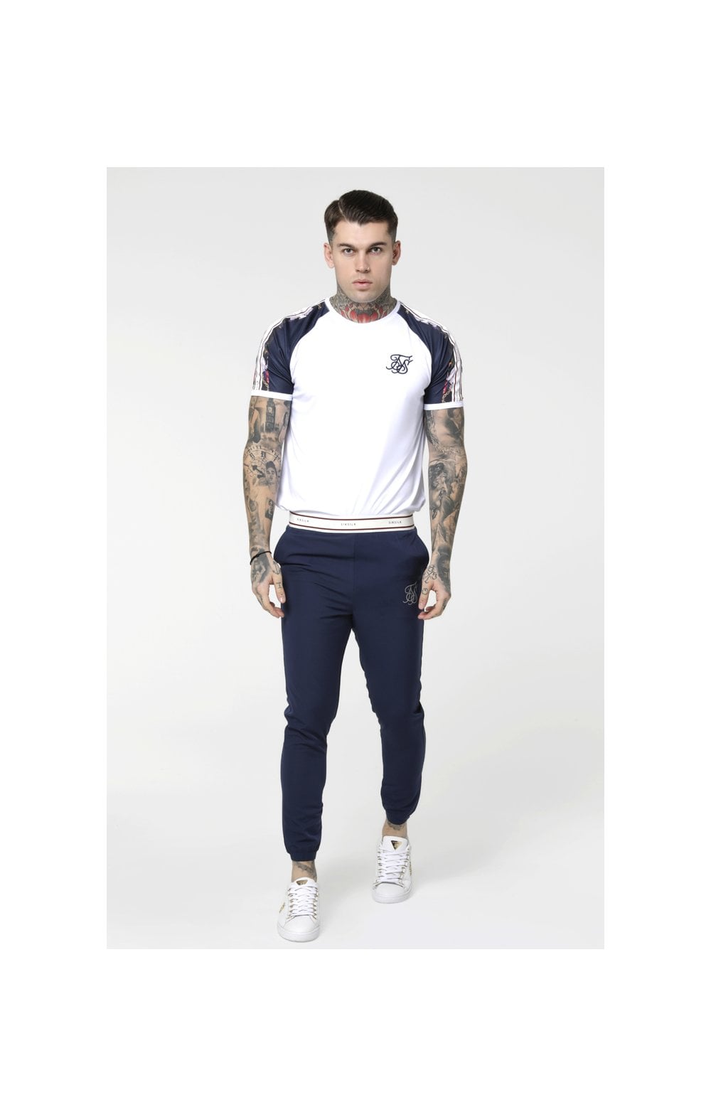 SikSilk Starlite Raglan Tape Tee - Navy & White (2)