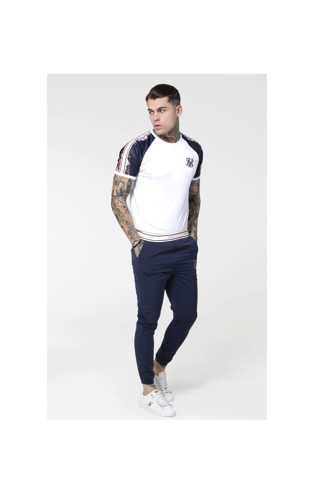 SikSilk Starlite Raglan Tape Tee - Navy & White (3)