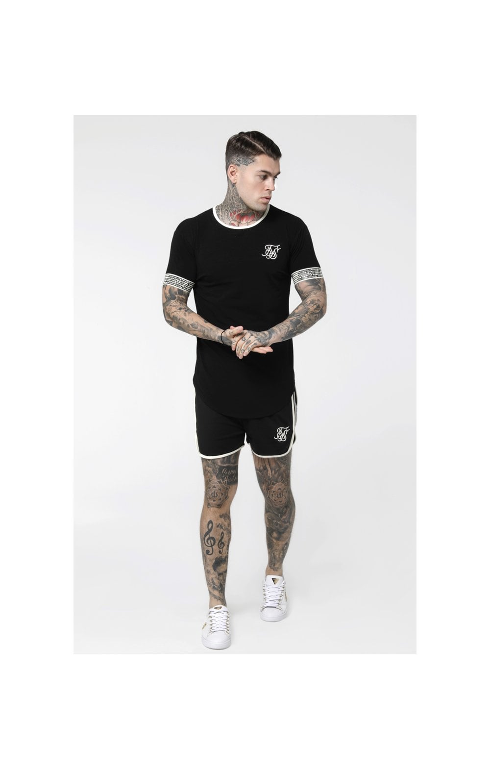 SikSilk Runner Cuff Gym Tee - Black