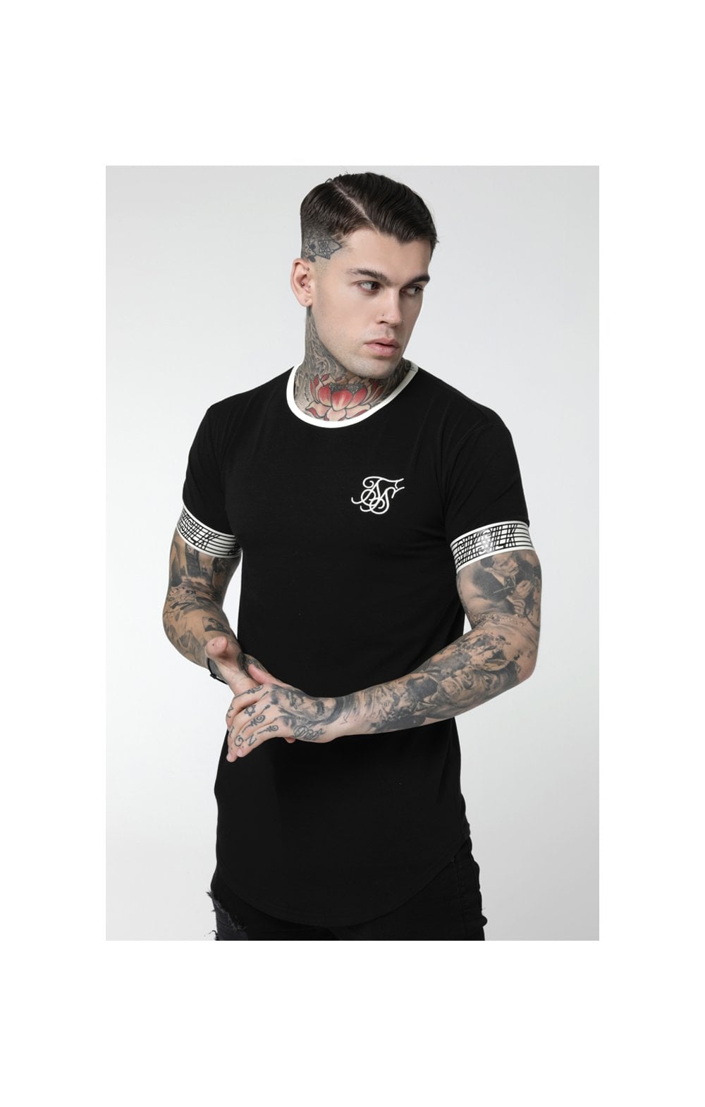 SikSilk Runner Cuff Gym Tee - Black (1)