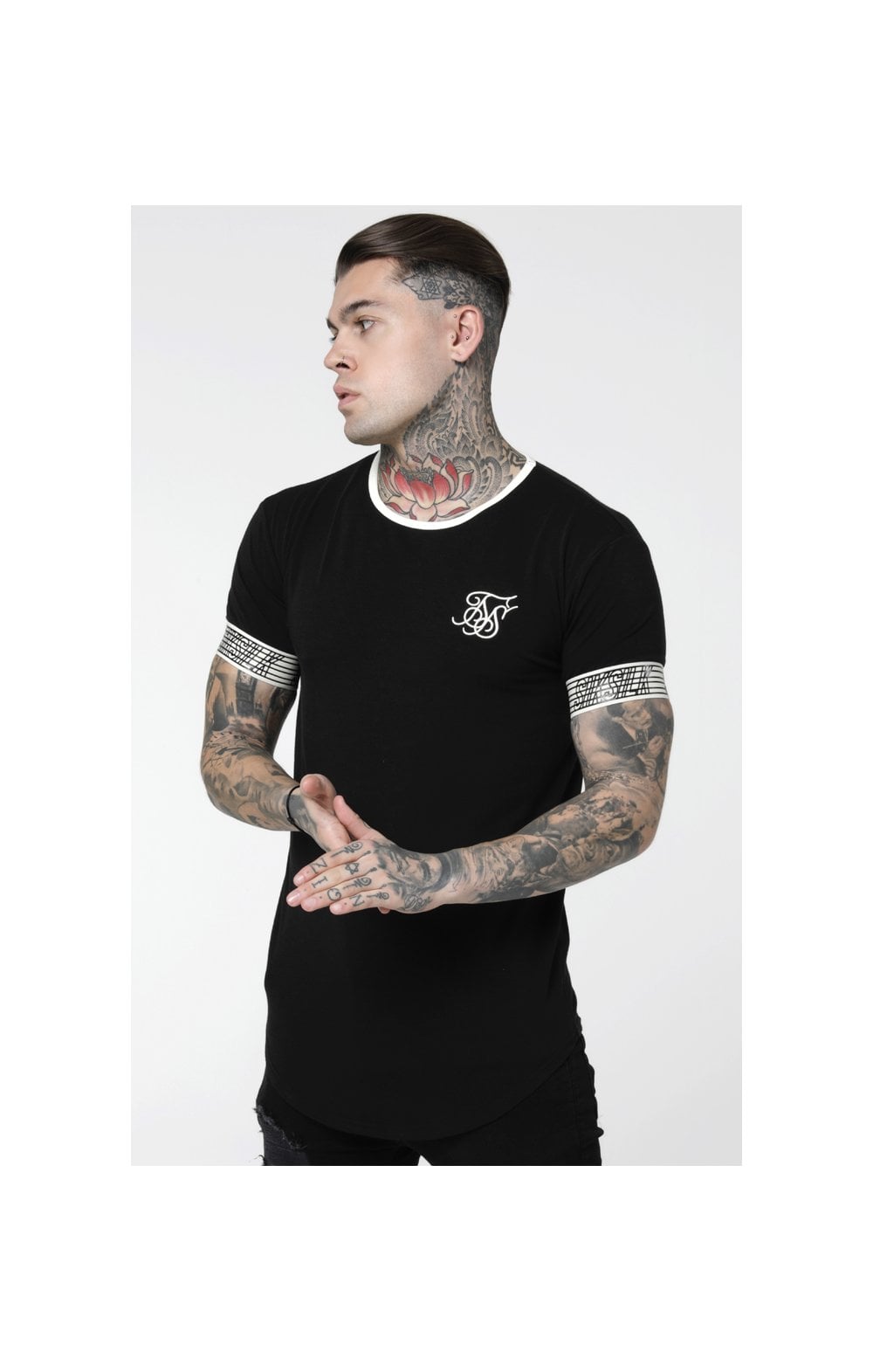 SikSilk Runner Cuff Gym Tee - Black (2)