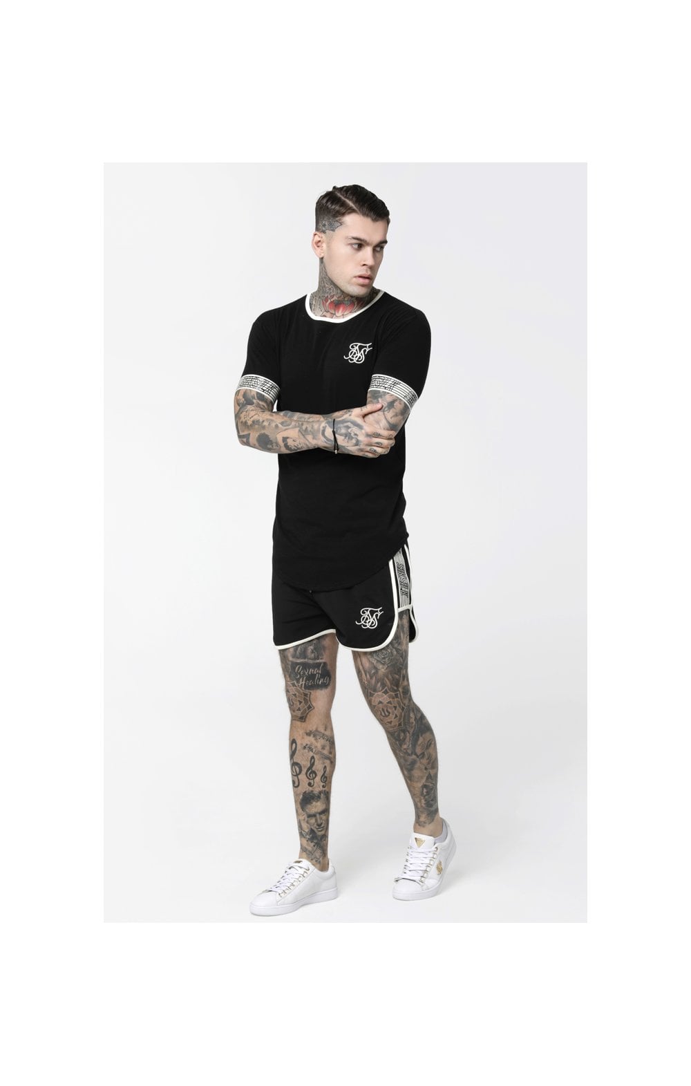 SikSilk Runner Cuff Gym Tee - Black (3)